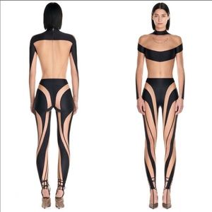 Mugler Paneled Mesh and Jersey Legging - Size 42
